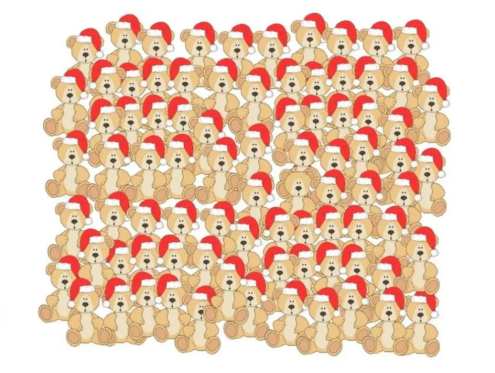 Encuentra el oso sin gorro.