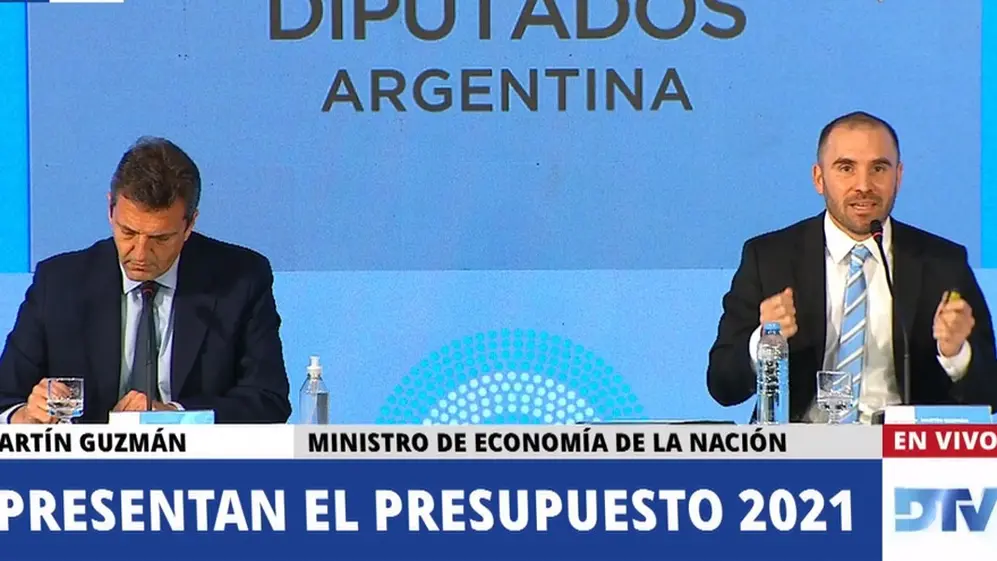 Sergio Massa y Guzmán durante la presentación de este martes.