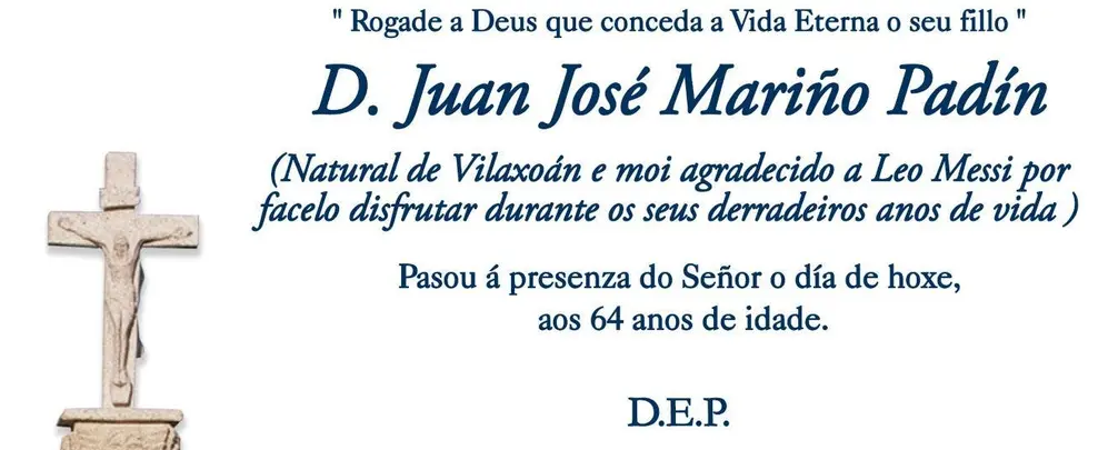 En un aviso fúnebre le agradecieron a Lionel Messi