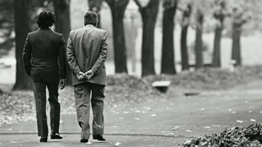 Alfonsín junto a Carlos Menem, durante el llamado 