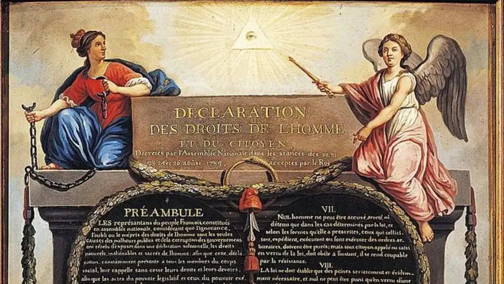 La imagen también aparece en la Declaración de los Derechos del Hombre y del Ciudadano.