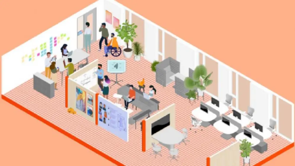 En una misma oficina, espacio para el trabajo intensivo y concentrado y otras áreas para colaboración