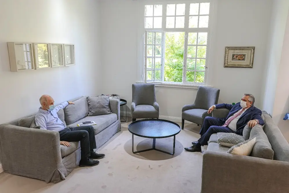 Alberto Fernández recibió a Rodríguez Larreta en Olivos