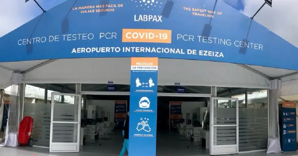 El puesto sanitario de Labpax en Ezeiza