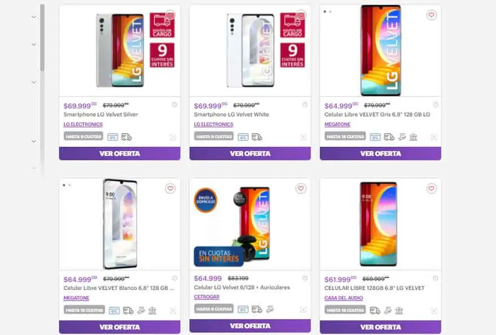 Hay diferentes ofertas del LG Velvet en el Hot Sale.