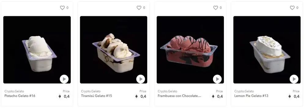  En esta primera colección, cada helado (NFT) costará 0,4 Ethereum 