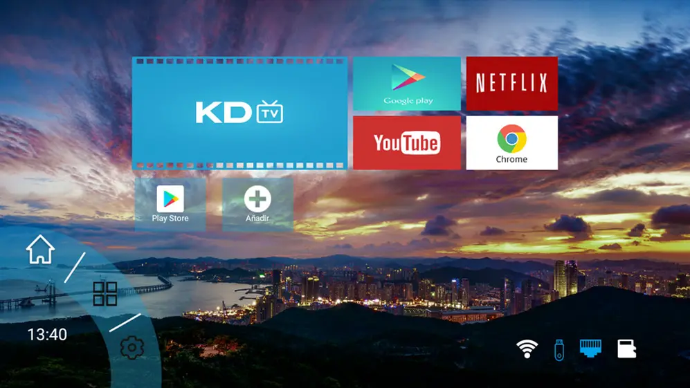 La pantalla principal del Panacom TV-1016.