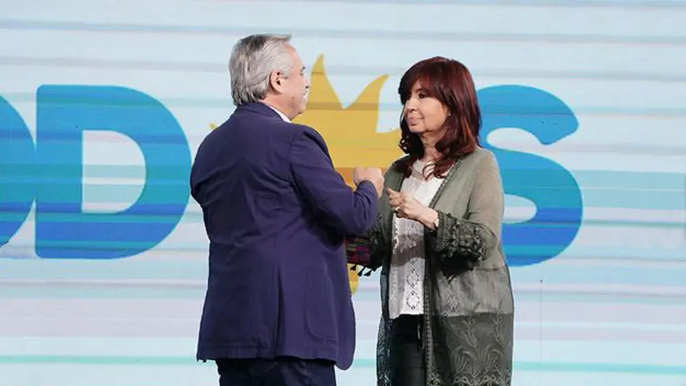 El presidente Alberto Fernández, junto a la vicepresidenta, Cristina Kirchner