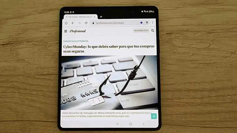 Pantalla principal del Galaxy Z Fold 3.