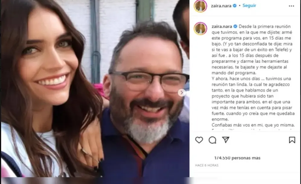 La despedida de Zaira Nara a Gerardo Rozín.