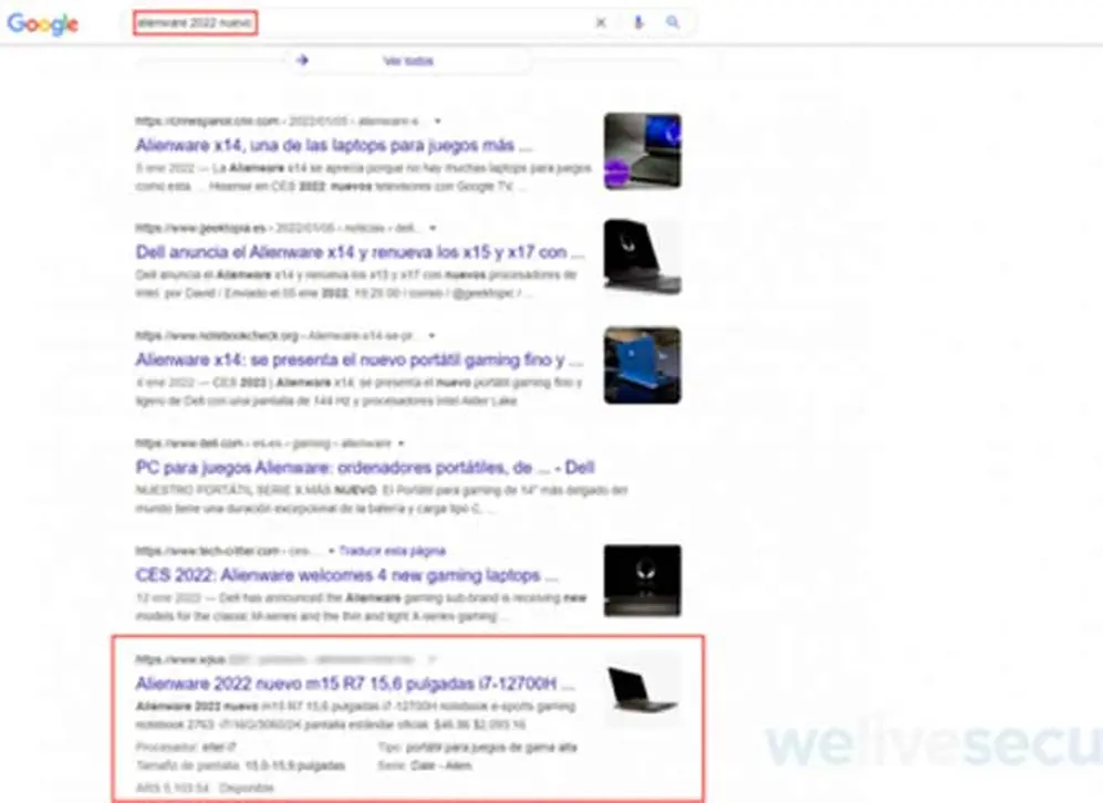 Sitio falso es indexado por Google y aparece en los resultados para la búsqueda de algunos productos.