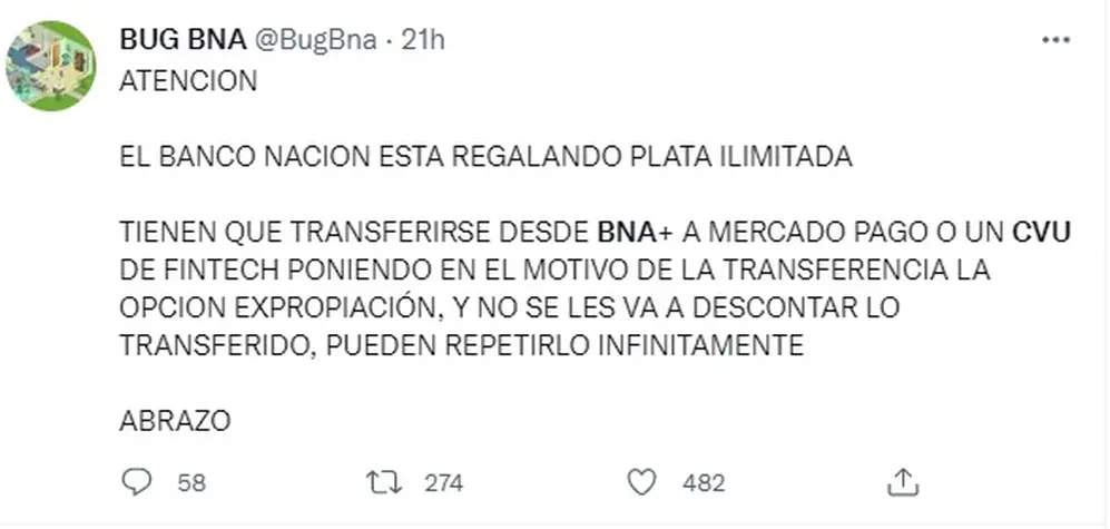 Algunos usuarios difundieron tweets engañosos respecto del problema.