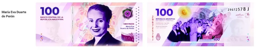 El billete de $100 seguirá con la figura de Eva Perón