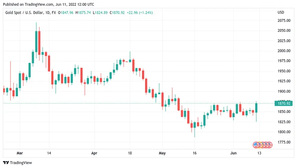 Gráfico de velas de 1 día del par XAU/USD. Fuente: TradingView