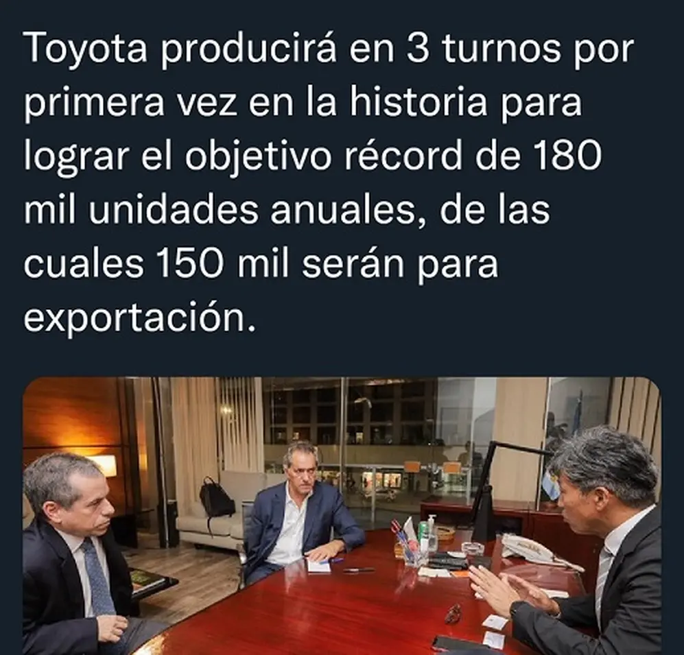 Daniel Scioli anunció la creación de una nueva línea de producción de Toyota en el país.