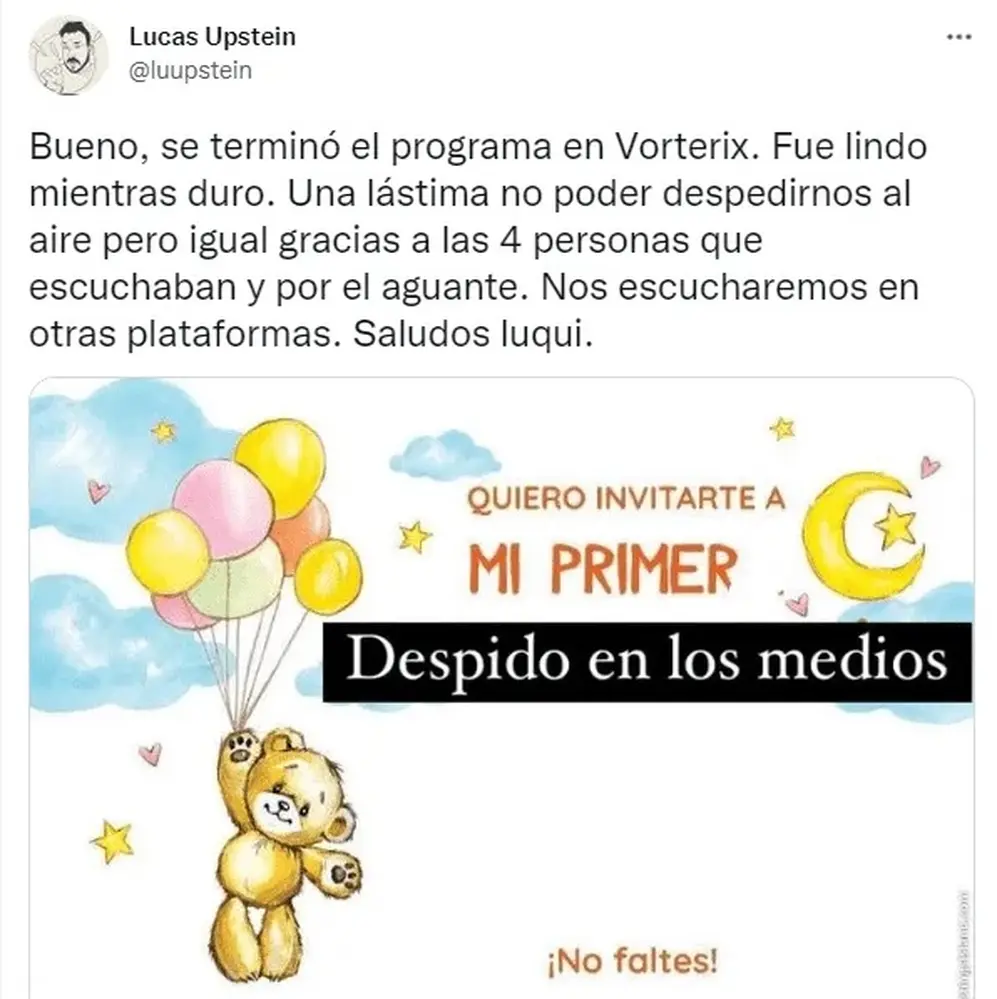Lucas Upstein tuvo su despedida de Vorterix.
