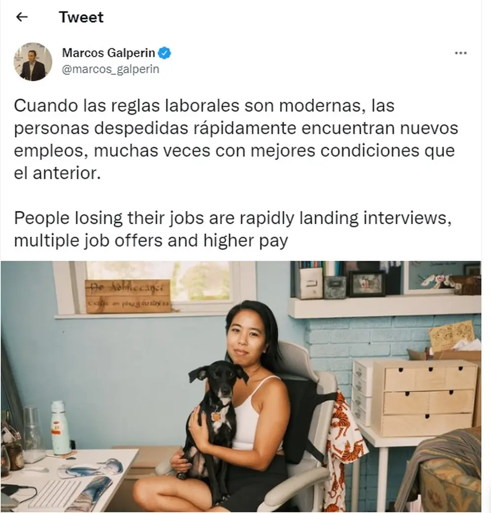 El mensaje de Marcos Galperin sobre las regulaciones laborales 