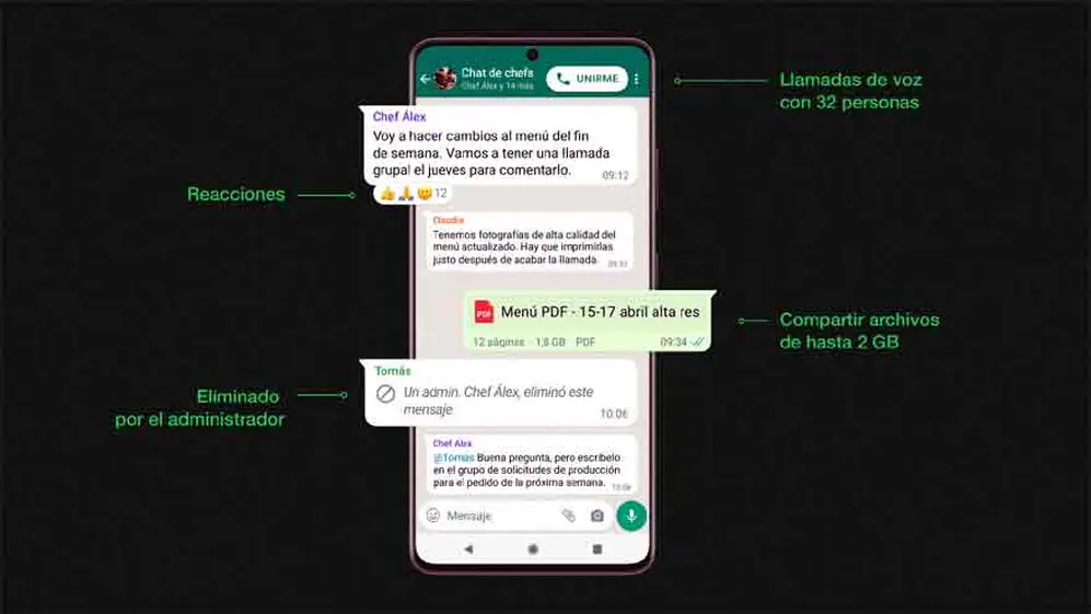 Los administradores pueden crear una comunidad con hasta 50 grupos, que pueden tener hasta 5 mil miembros. 