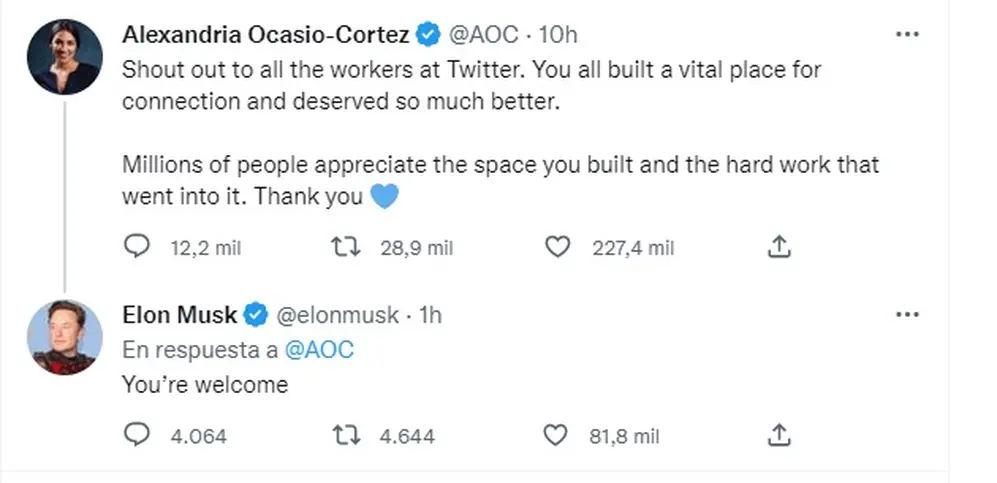 Alexandria Ocasio-Cortez se solidarizó con los empleados de Twitter