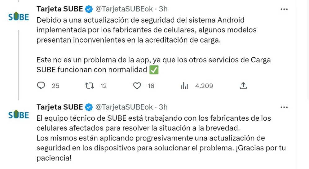 Desde la la app, aclararon que el problema surgió por una actualización de seguridad