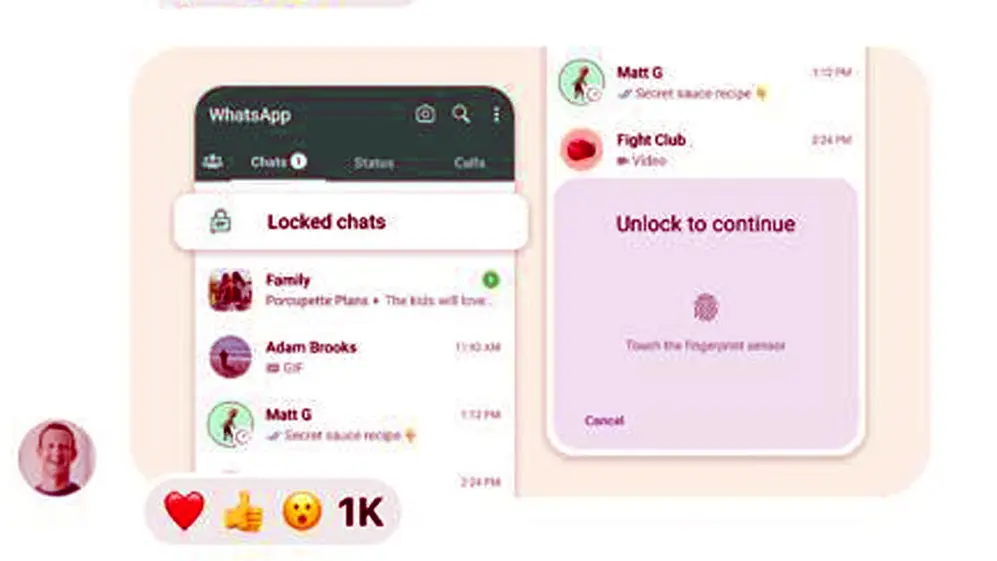 Captura de pantalla de un chat de Mark Zuckerberg provista por WhatsApp.