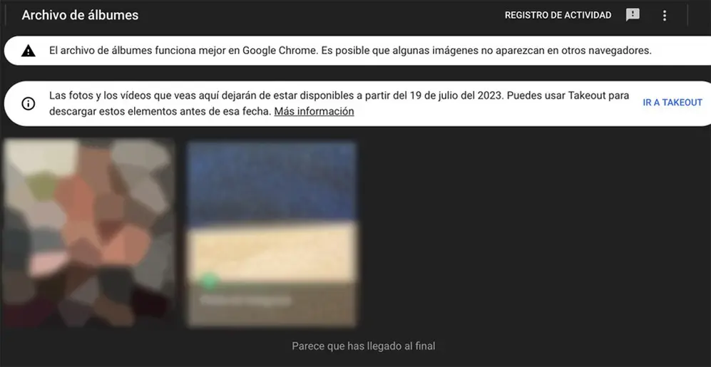 El Archivo de Álbumes de Google, cerca de cerrar.