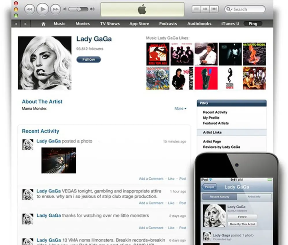 Perfil de Lady Gaga en Ping.