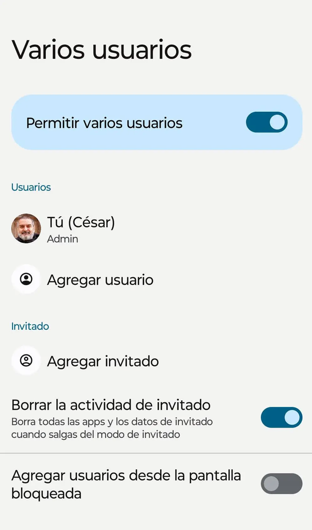 Ahora podés agregar usuarios e invitados.
