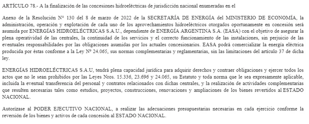 El apartado que refiere a la estatización en el proyecto de ley de presupuesto.
