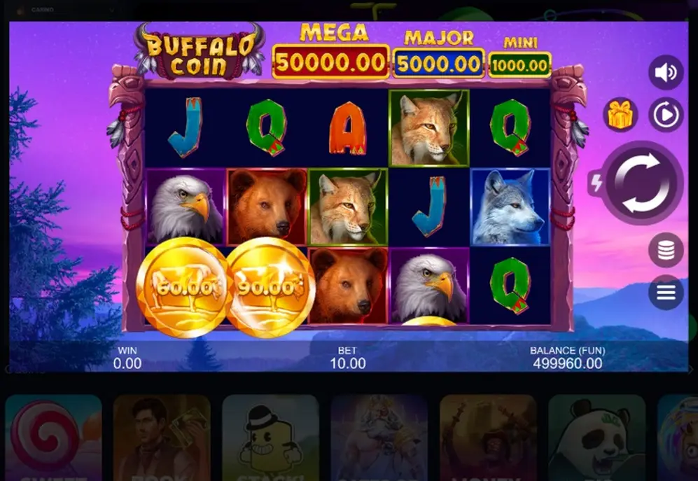 Gráficos algo antiguos, pero emoción asegurada en la tragamonedas Buffalo Coin Hold & Win