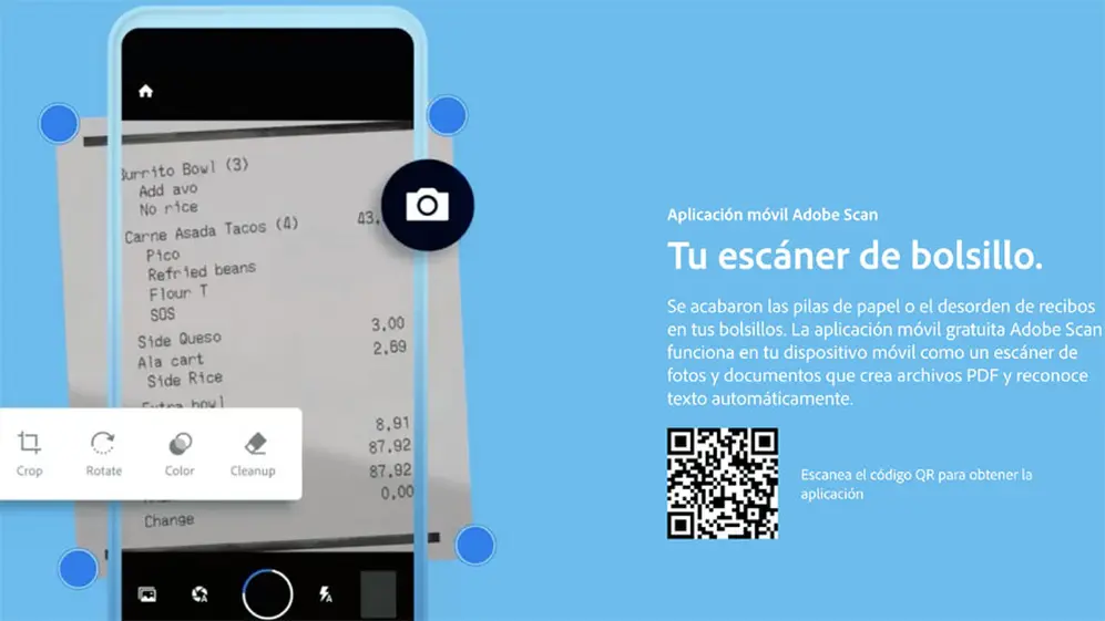 Adobe dispone de su propia aplicación para el escaneado de documentos.