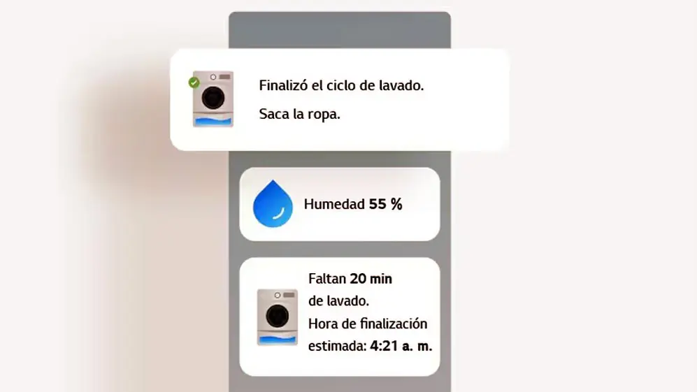 Desde una aplicación se puede programar un lavado de ropa.