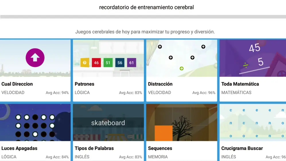 Brainia guarda un registro de avance del usuario.