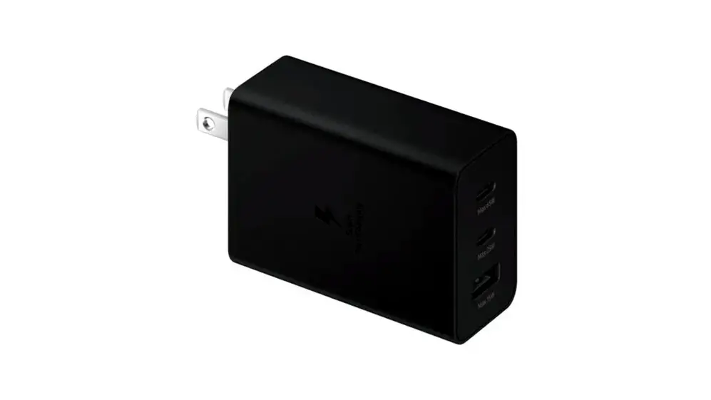 Cargador de pared de carga súper rápida Samsung de 3 puertos.