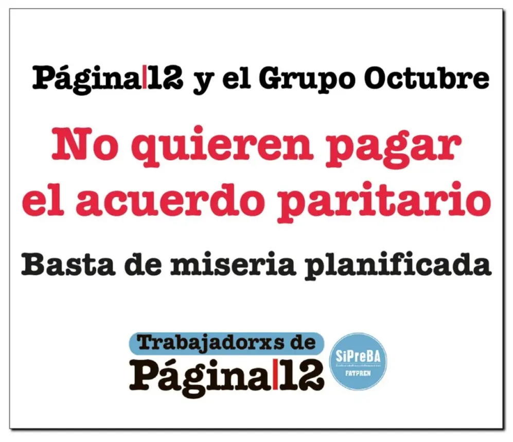 El comunicado difundido por la comisión interna de Página 12