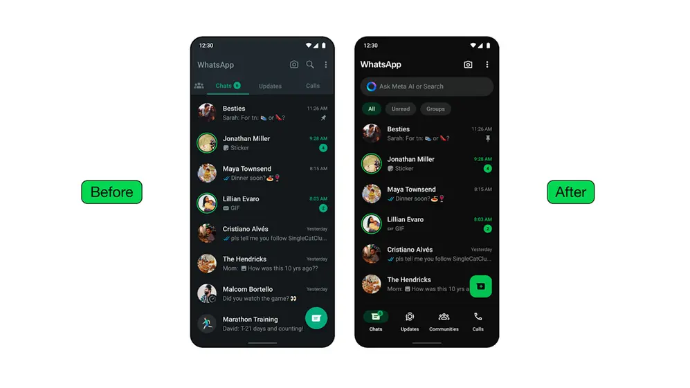 WhatsApp anunció este mes cambios en su diseño.