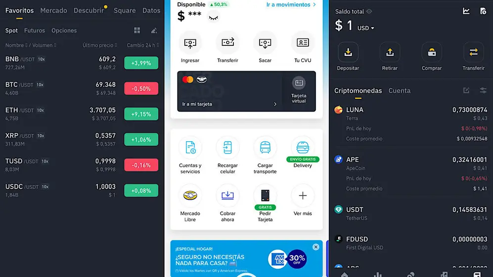 Mediante Mercado Pago, se pueden transferir fondos a Binance para comprar criptomonedas.