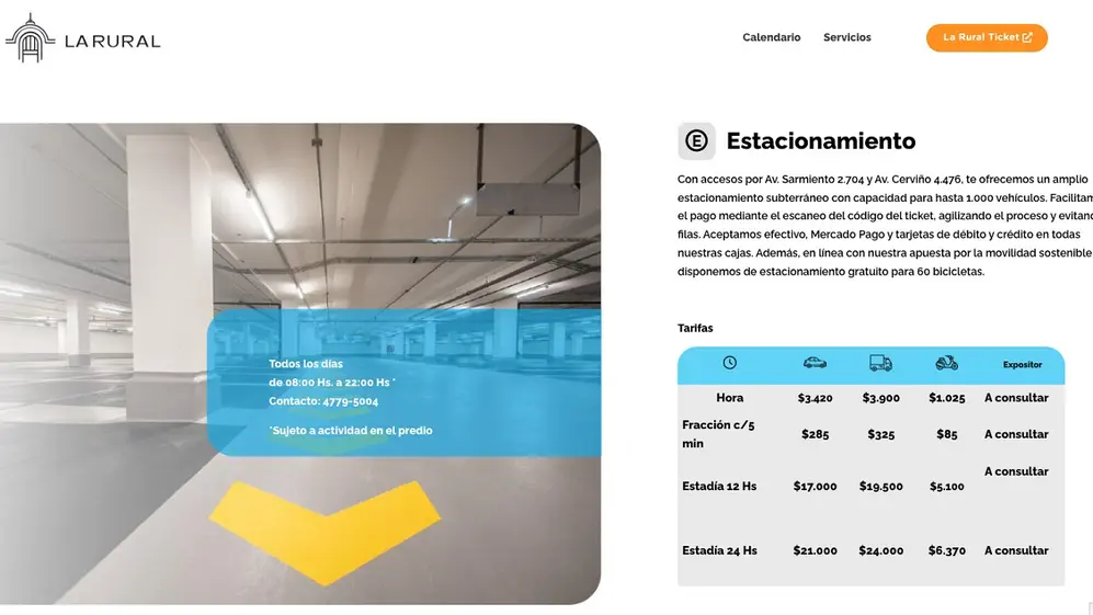 Estacionar en La Rural de Palermo sale desde $3.400 la hora.