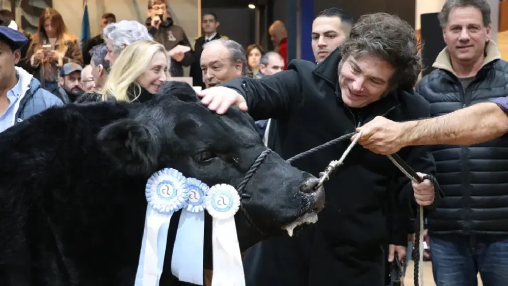 En la exposición Angus de la Rural, Milei prometió un pronto alivio en el impuesto PAIS y en las retenciones a la exportación
