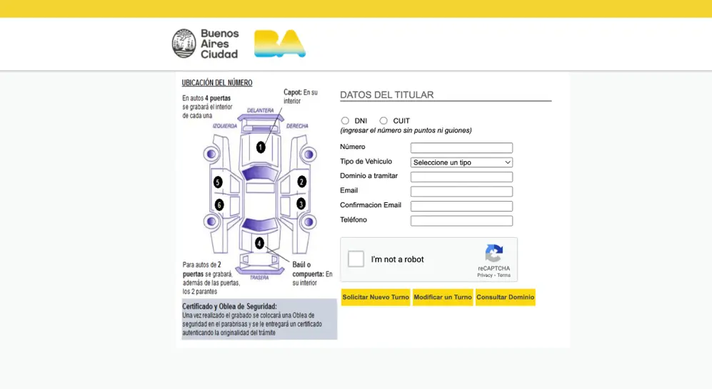 Se debe sacar el turno en línea para hacer el grabado de autopartes