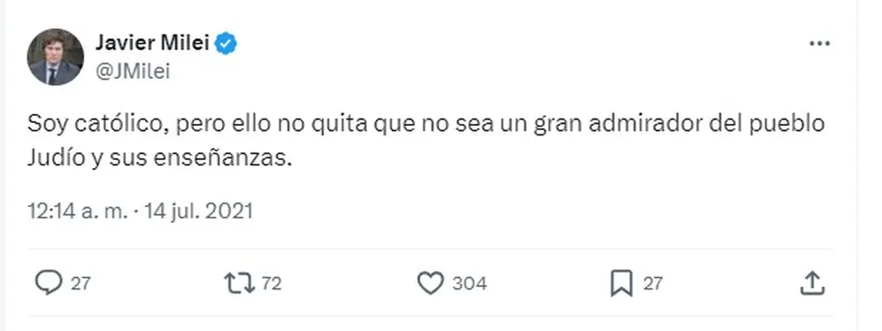 Javier Milei sobre su admiración por el pueblo judío