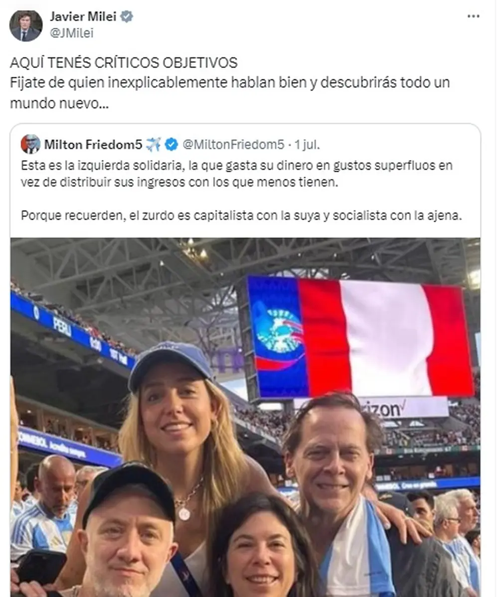 El mensaje de Javier Milei que desató la polémica