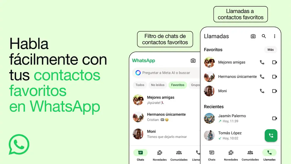 WhatsApp ahora permite designar contactos favoritos.