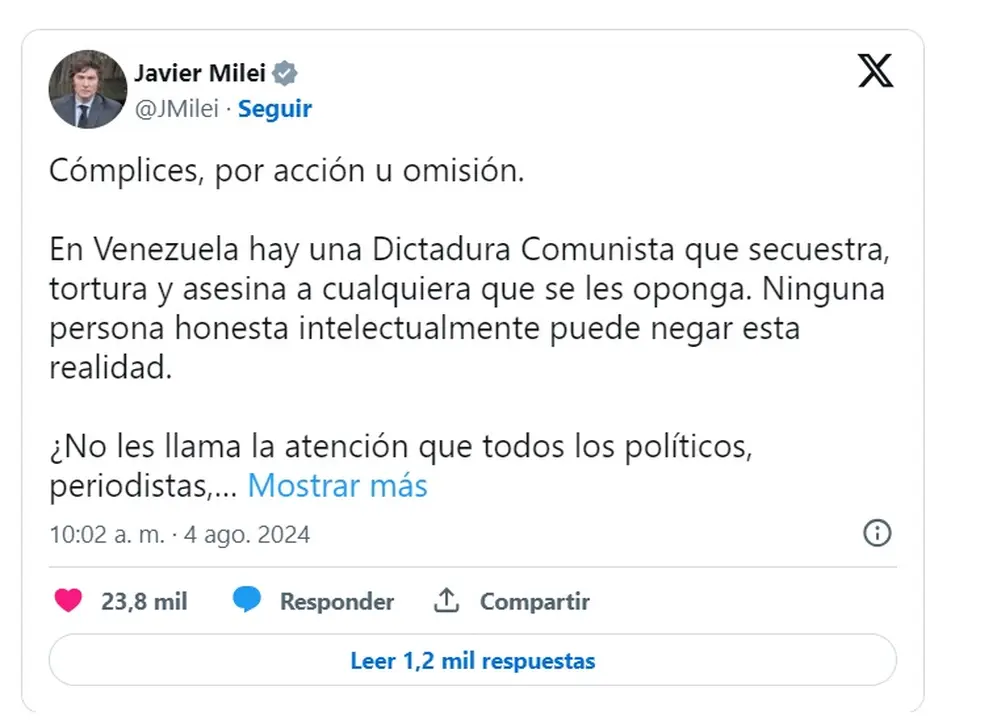Milei cuestionó a los políticos y periodistas que 