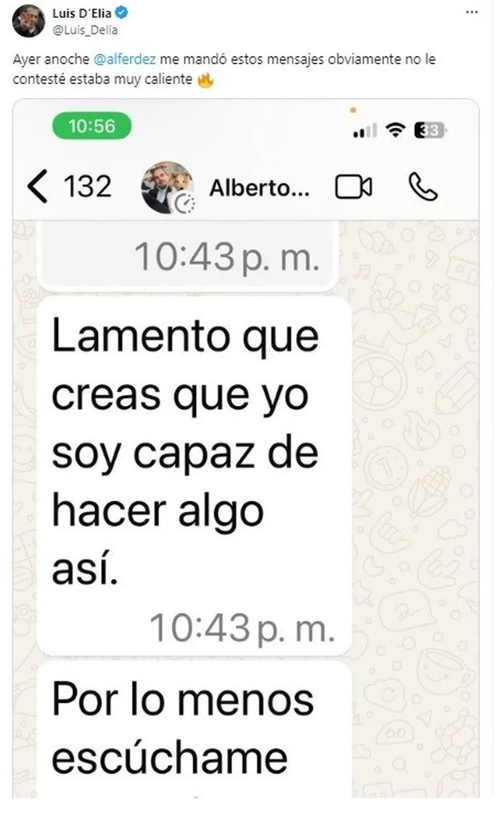 Luis D´elía recibió un mensaje de Alberto Fernández
