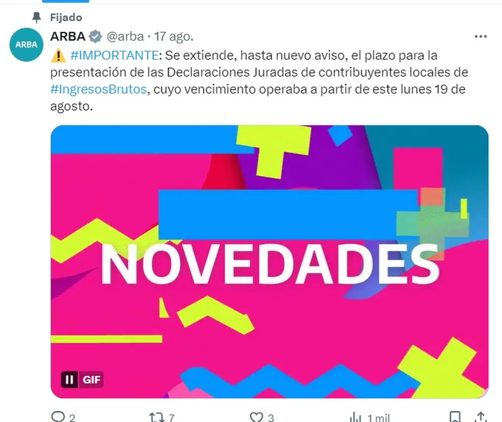 ARBA prorroga declaraciones juradas de Ingresos Brutos