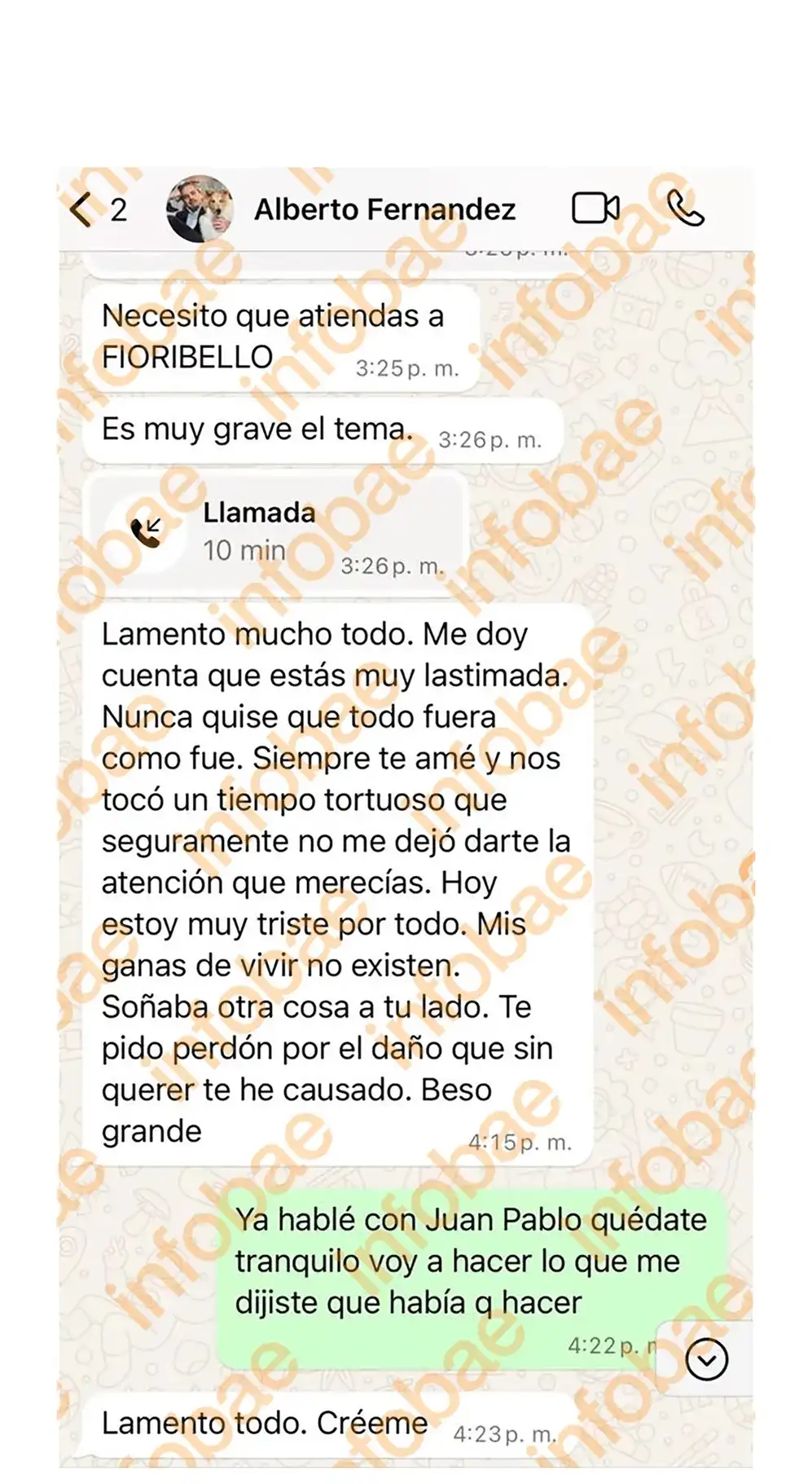 Tras los mensajes, Fabiola Yañez desisitió de hacer la denuncia contra Alberto Fernández