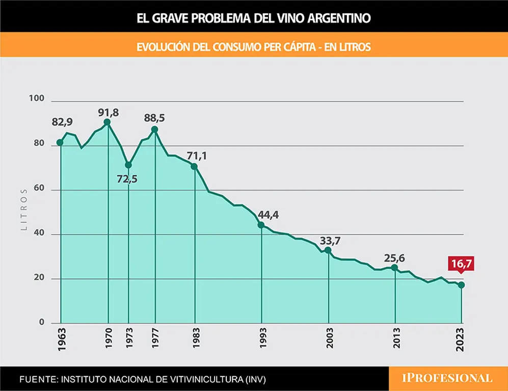 El consumo de vino cayó con fuerza en las últimas cinco décadas
