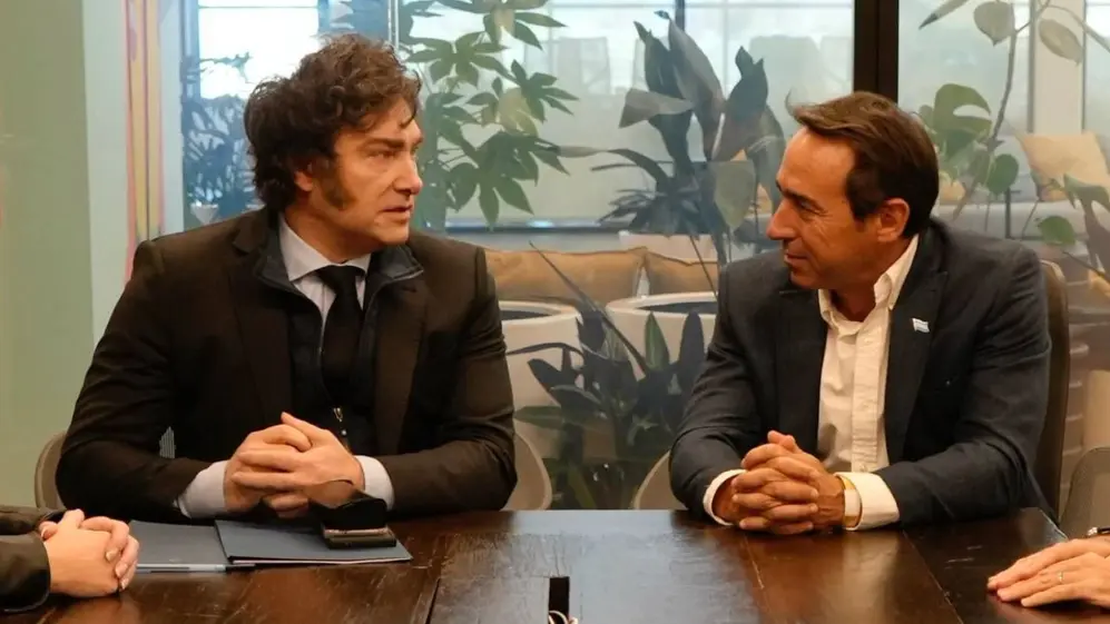 Marcos Galperin y Javier Milei en las oficinas de Mercado Libre