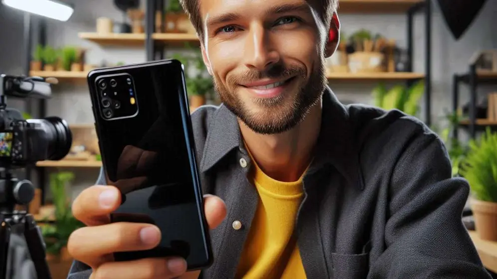 Para los creadores de contenido audiovisual, es crucial contar con un celular que ofrezca una cámara de alta calidad. Imagen creada con Copilot.